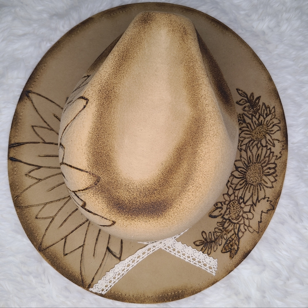 One of a Kind Burned and Torched 100% Wool Hat Fedora
